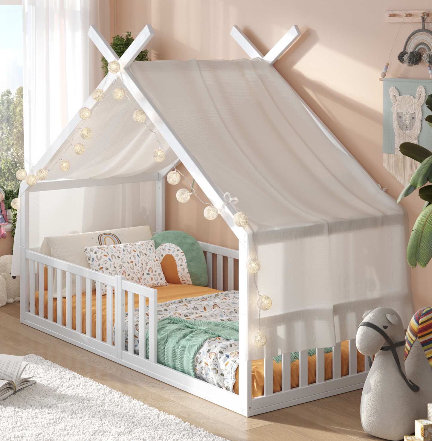 Hausbett DREAM mit Musselin Dekoset Moon .