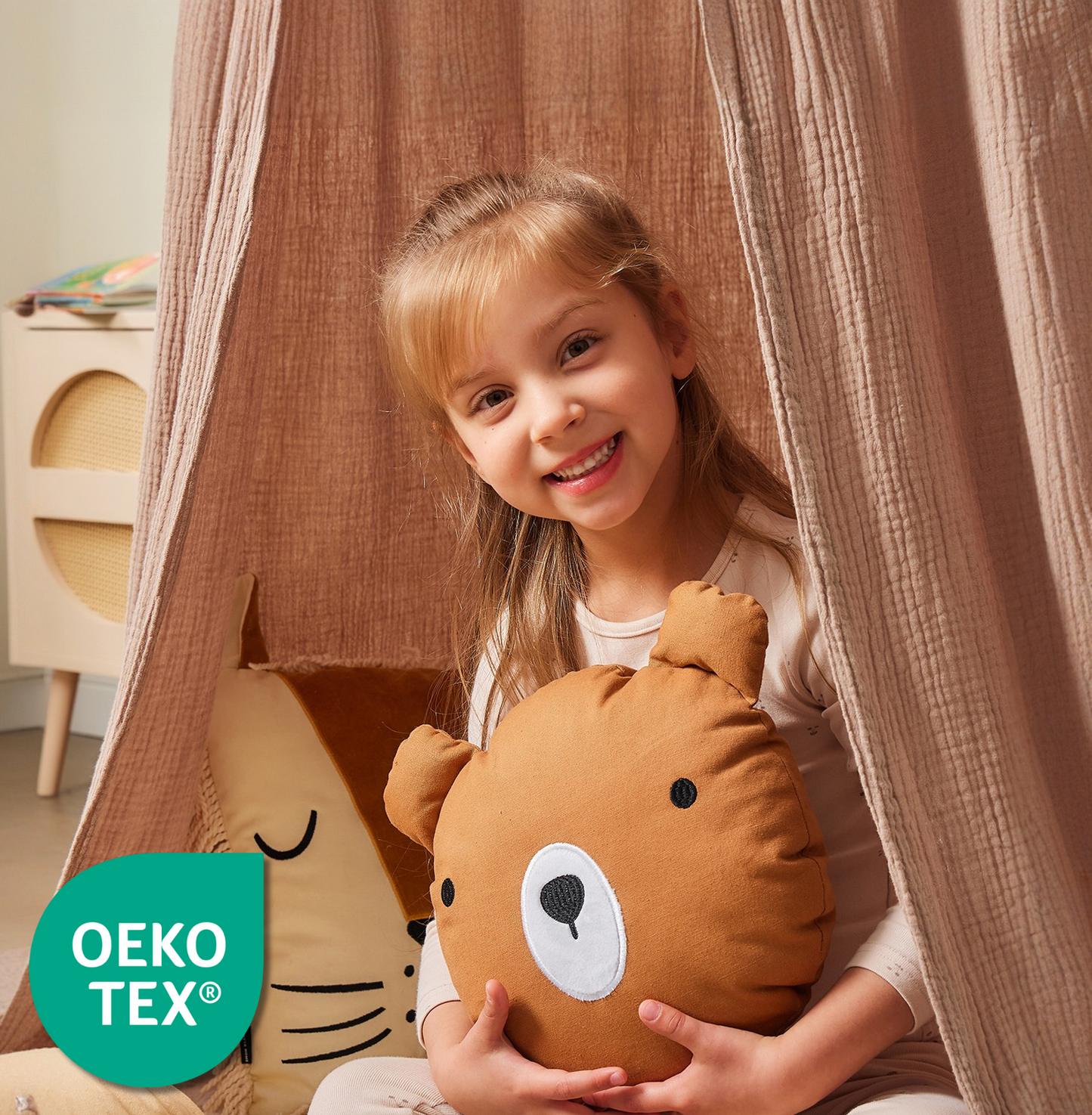 Heiko-Bär I Kinder Dekokissen ⌀28 cm .
