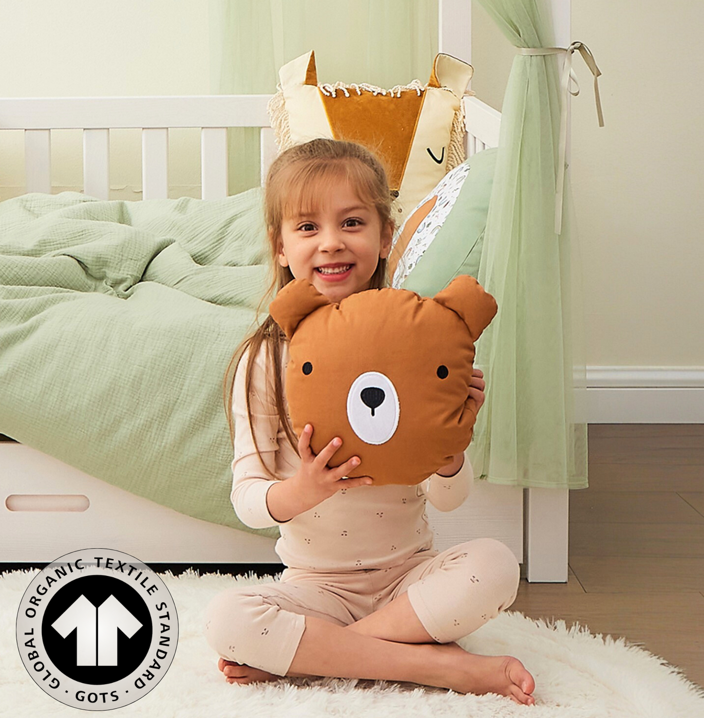 Heiko-Bär I Kinder Dekokissen ⌀28 cm .