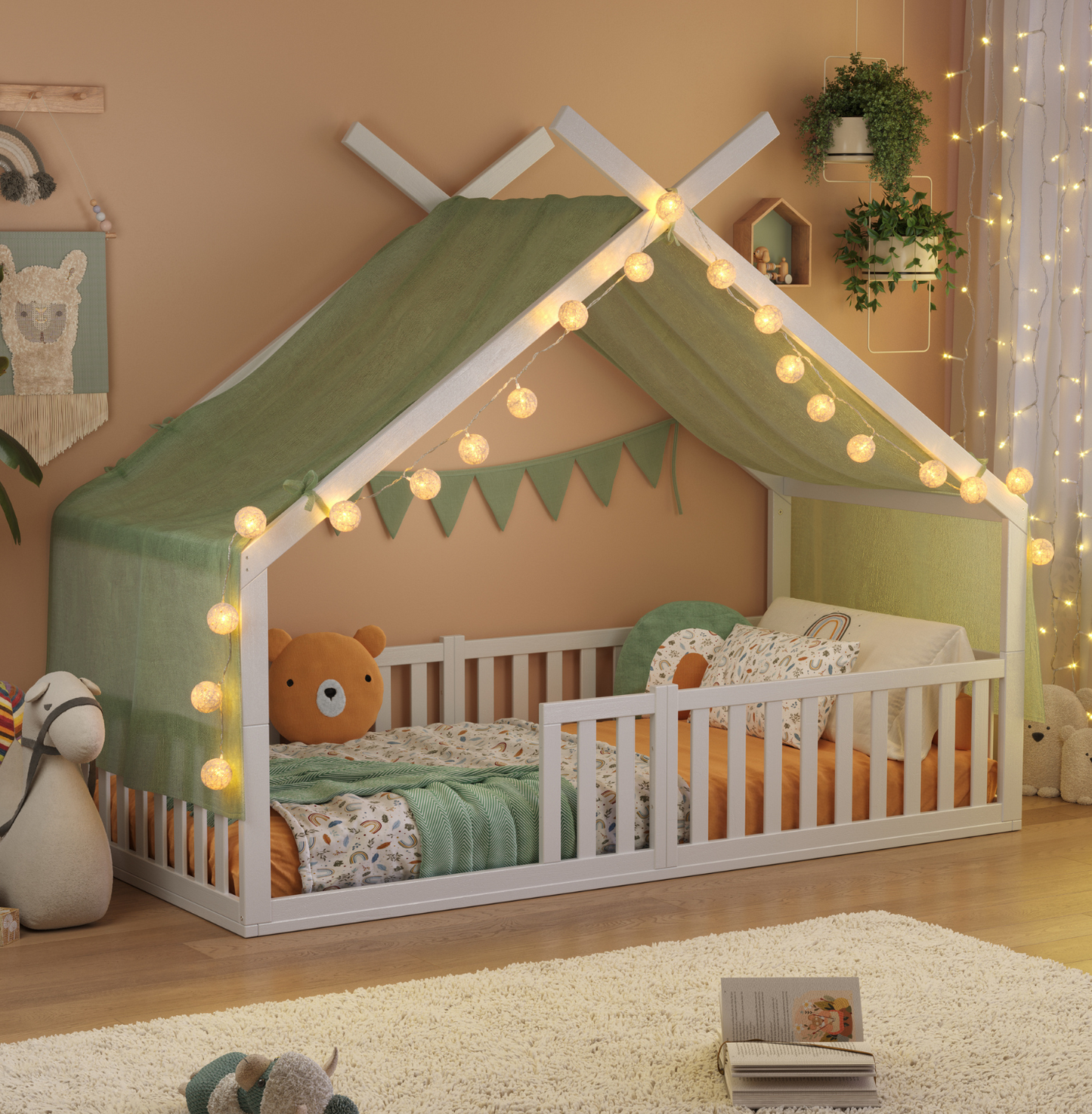 Hausbett DREAM mit Musselin Dekoset Moon .