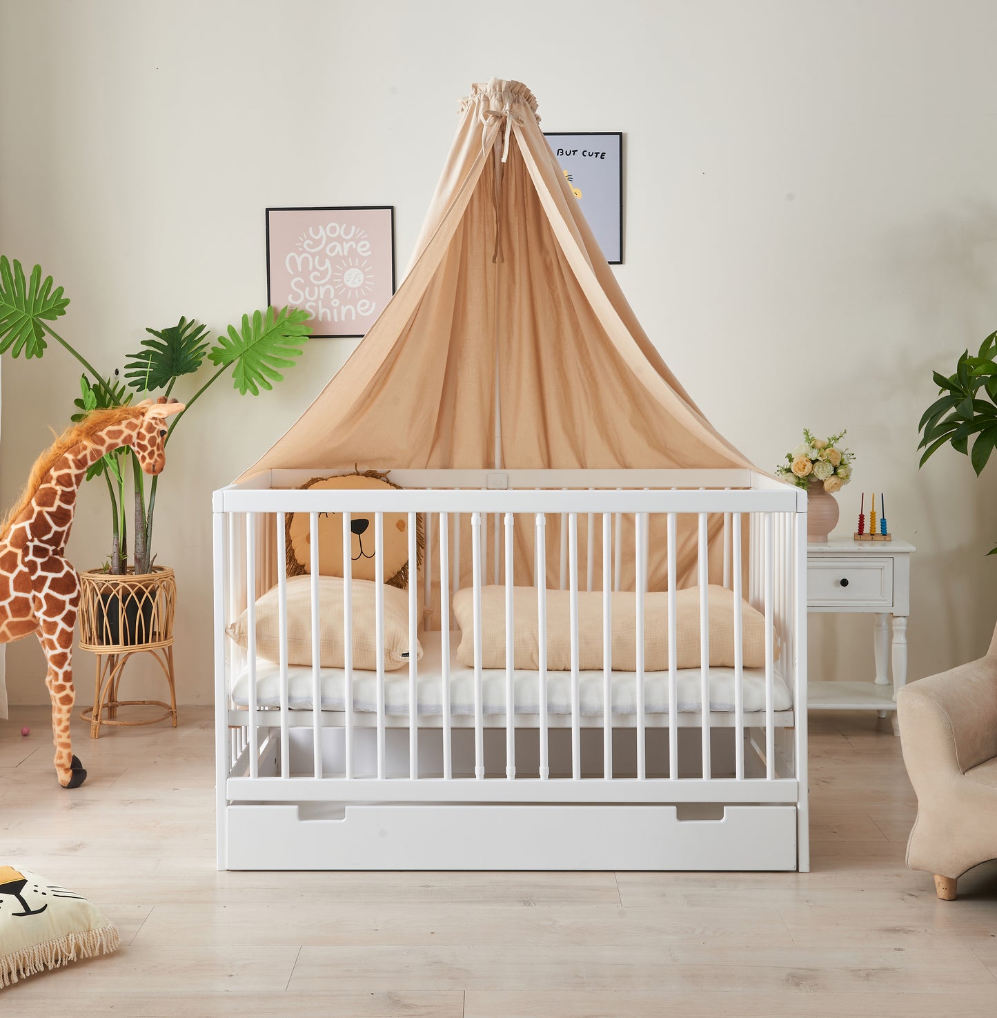 Babybett TOBI 60 x 120 cm - Komplet Set mit Matratze, Himmel und Himmelstange Babybetten.