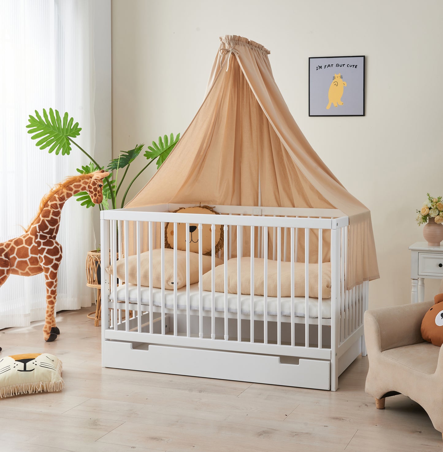 Babybett TOBI 60 x 120 cm - Komplet Set mit Matratze, Himmel und Himmelstange Babybetten.