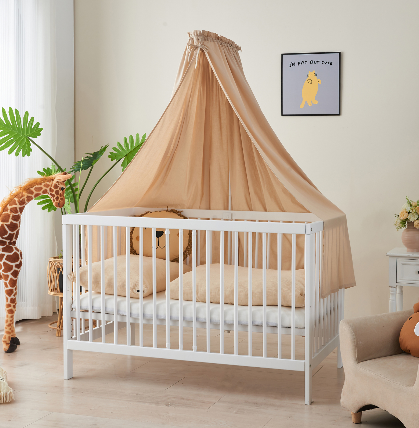 Babybett TOBI 60 x 120 cm - Komplet Set mit Matratze, Himmel und Himmelstange
