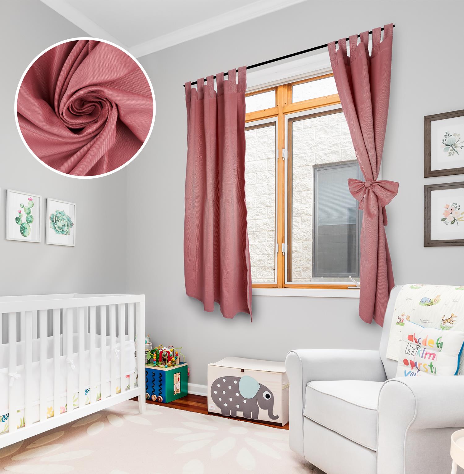 Vorhang Alice Kinderzimmer 2er-Set - Vorhänge Kurz 100x150 cm aus Polyester Blickdicht mit riesiger Schleife  from Alavya Home®