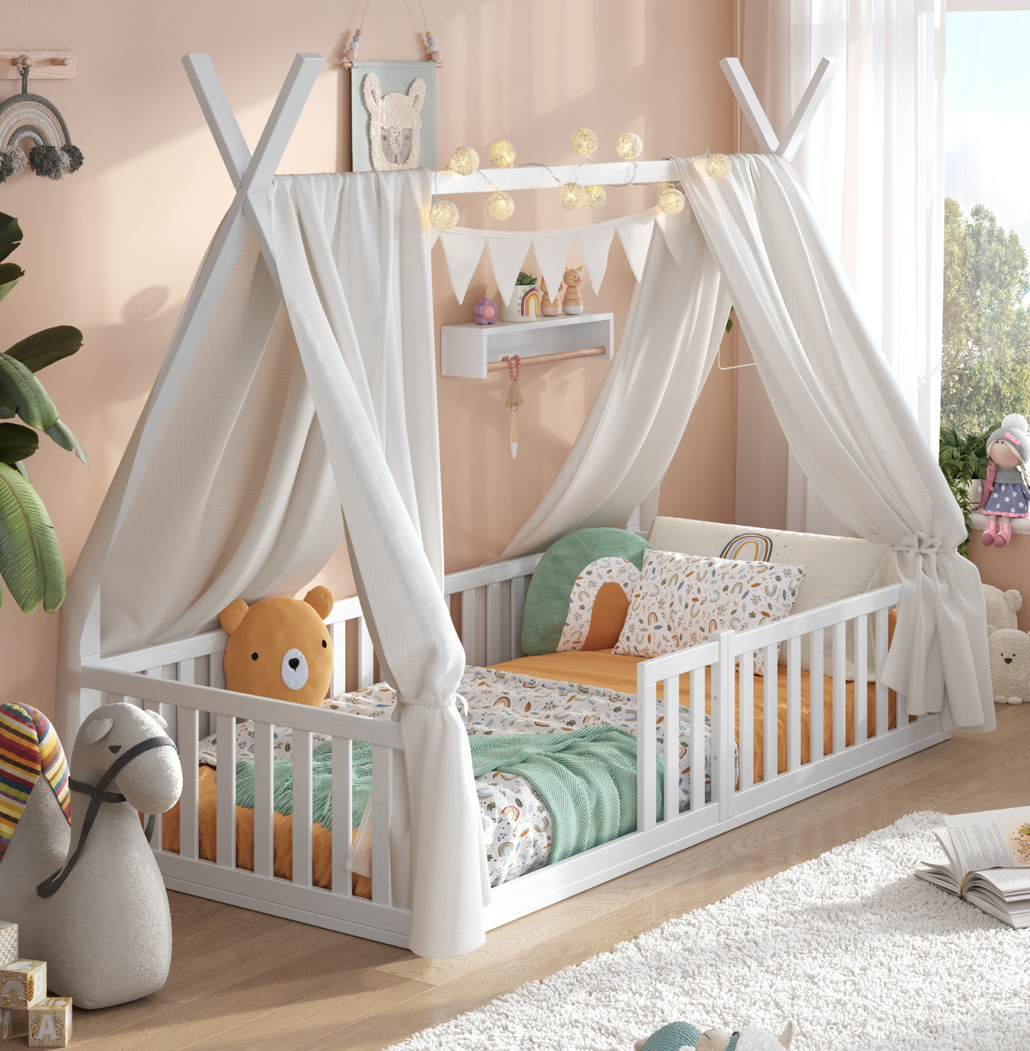 Hausbett Sky mit Musselin Dekoset