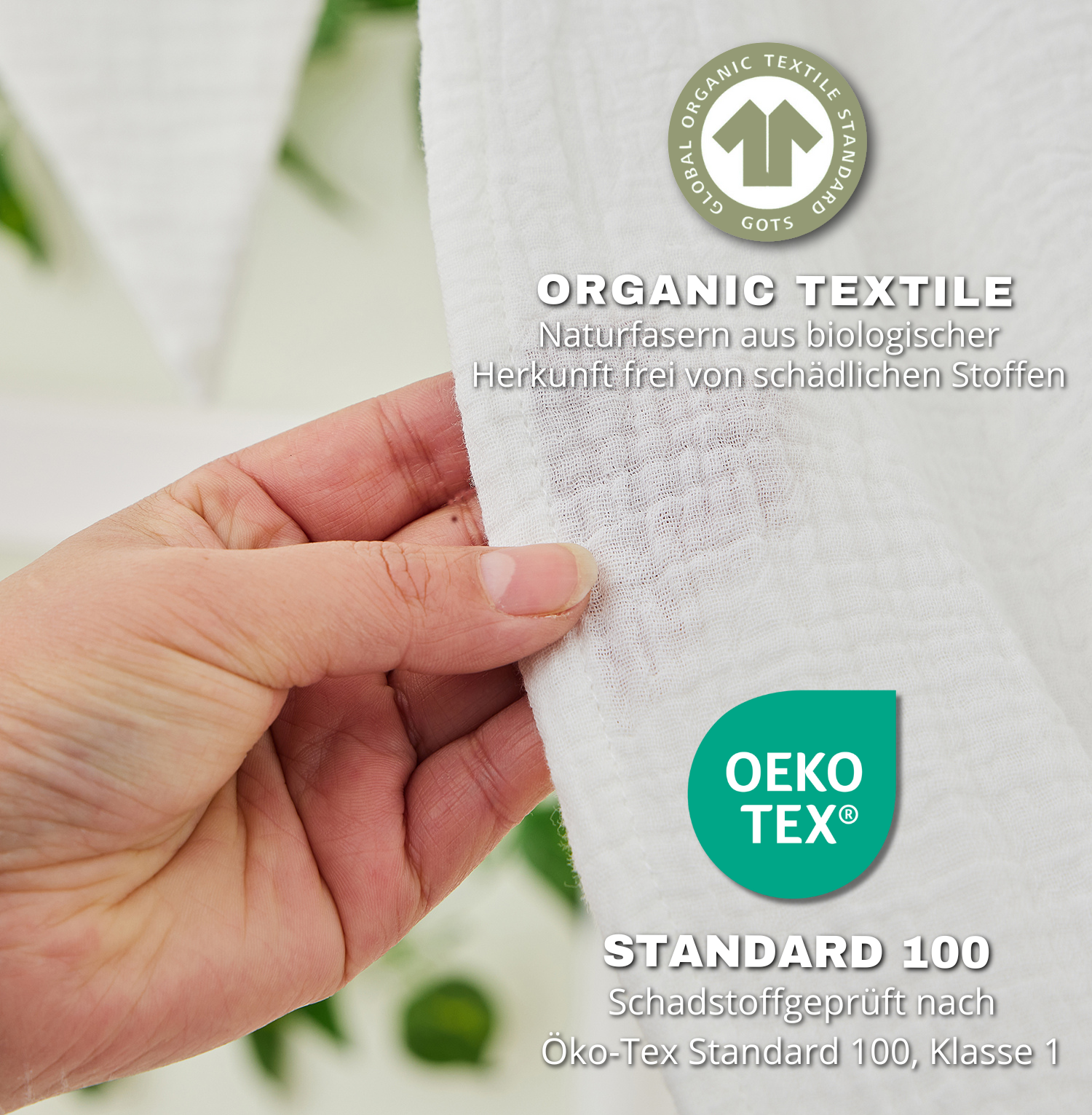 100% Bio-Musselin Baumwolle Deko komplett Set inkl. Vorhang  from Alavya Home®