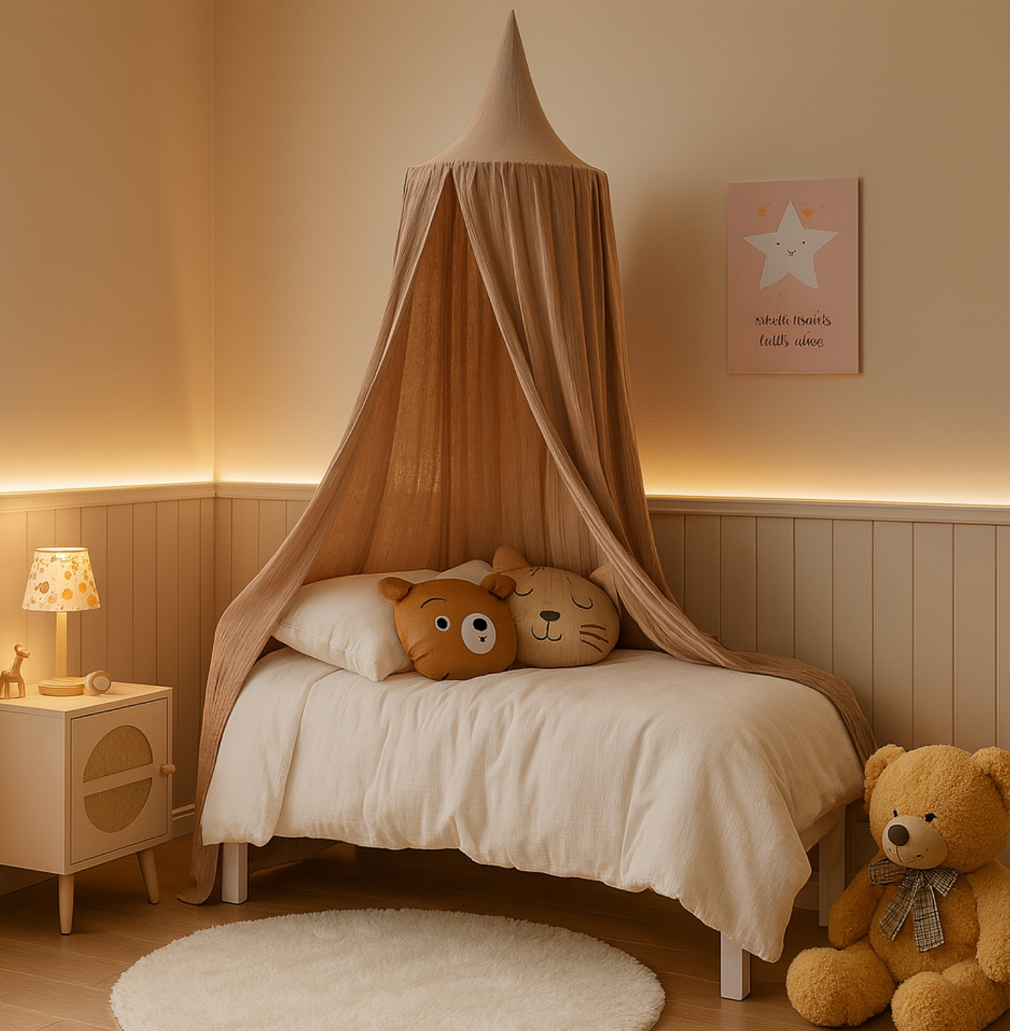 Baldachin BIO-Musselin-Baumwolle | Braun