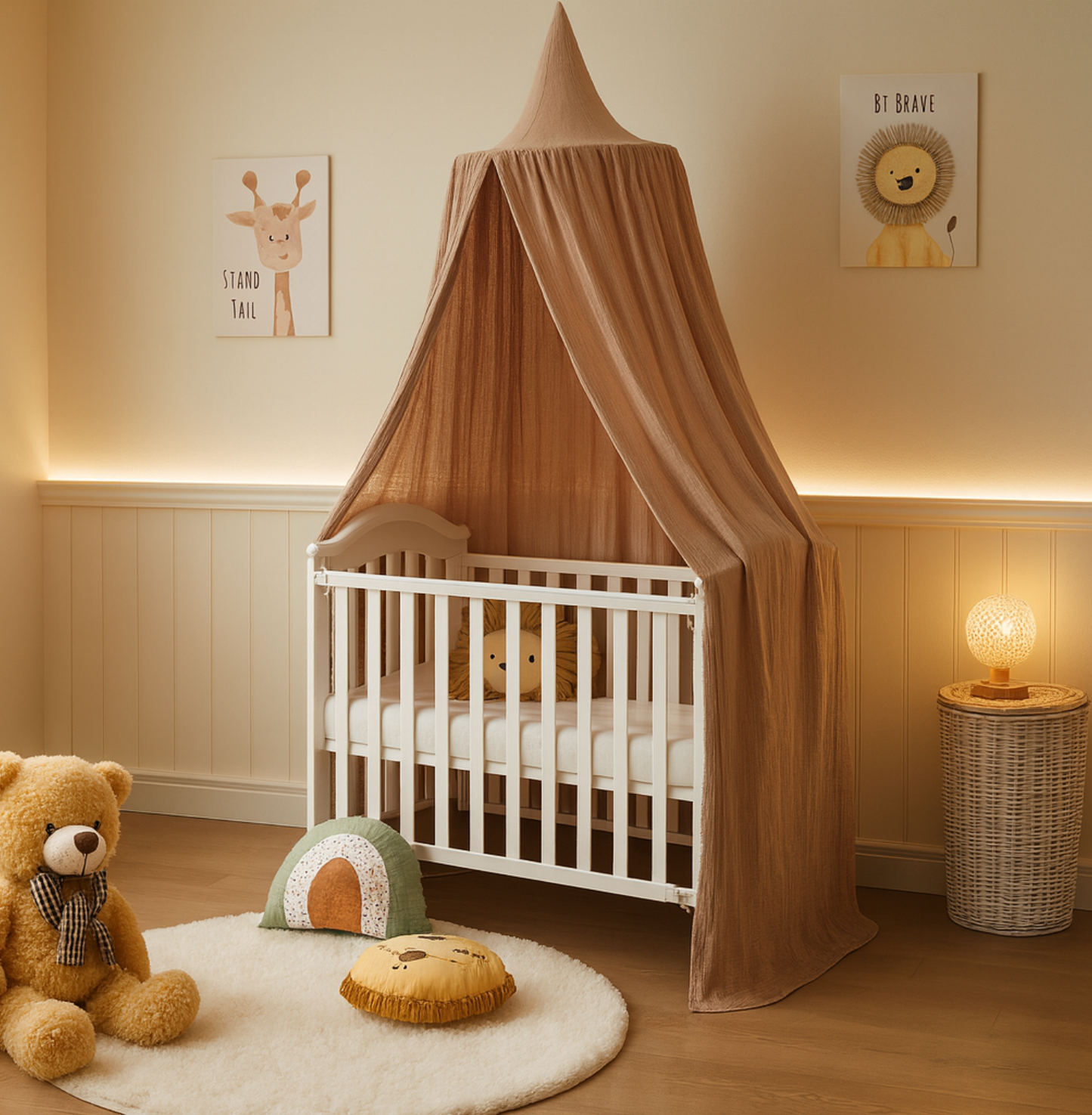 Baldachin BIO-Musselin-Baumwolle | Braun