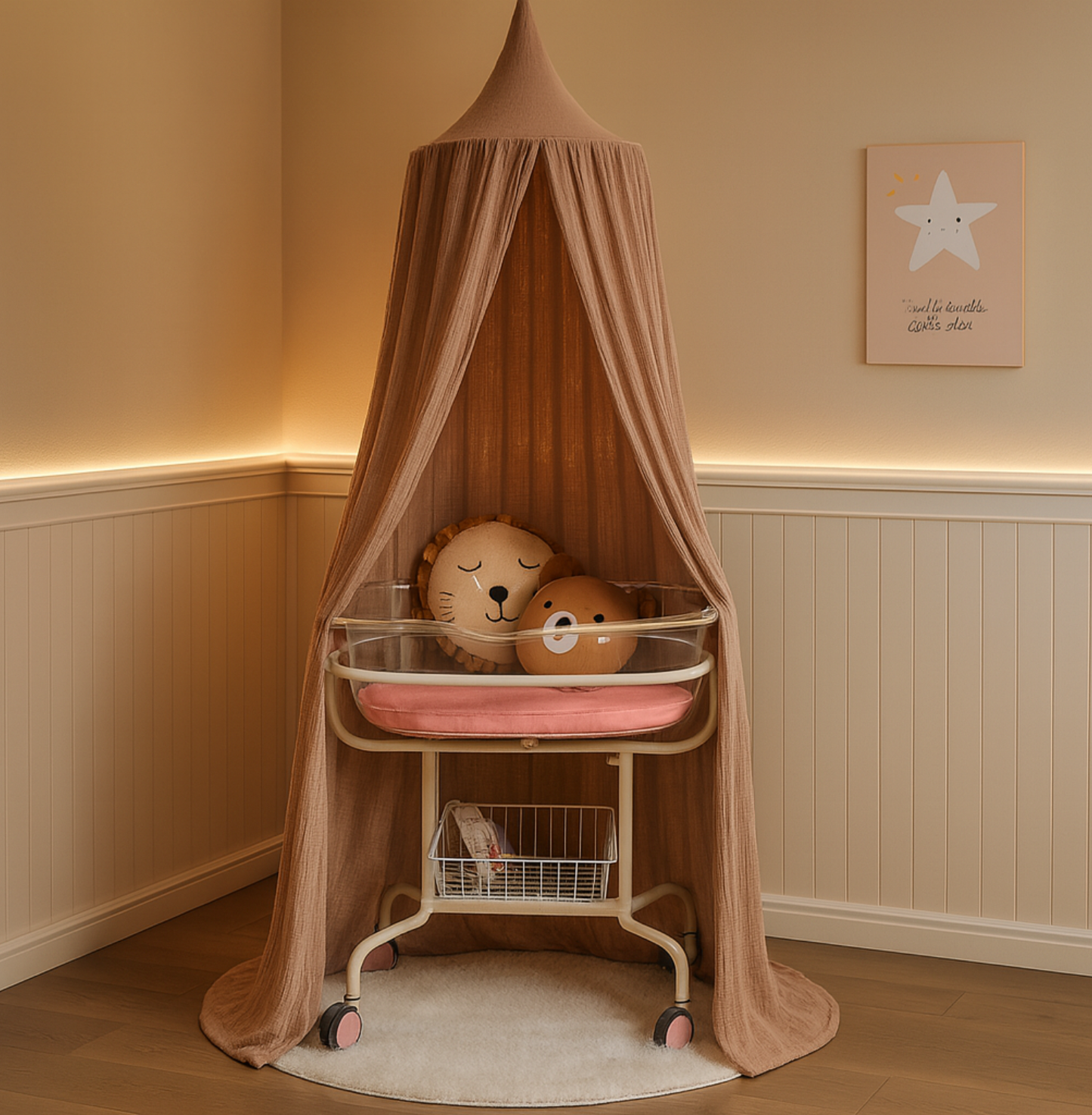 Baldachin BIO-Musselin-Baumwolle | Braun