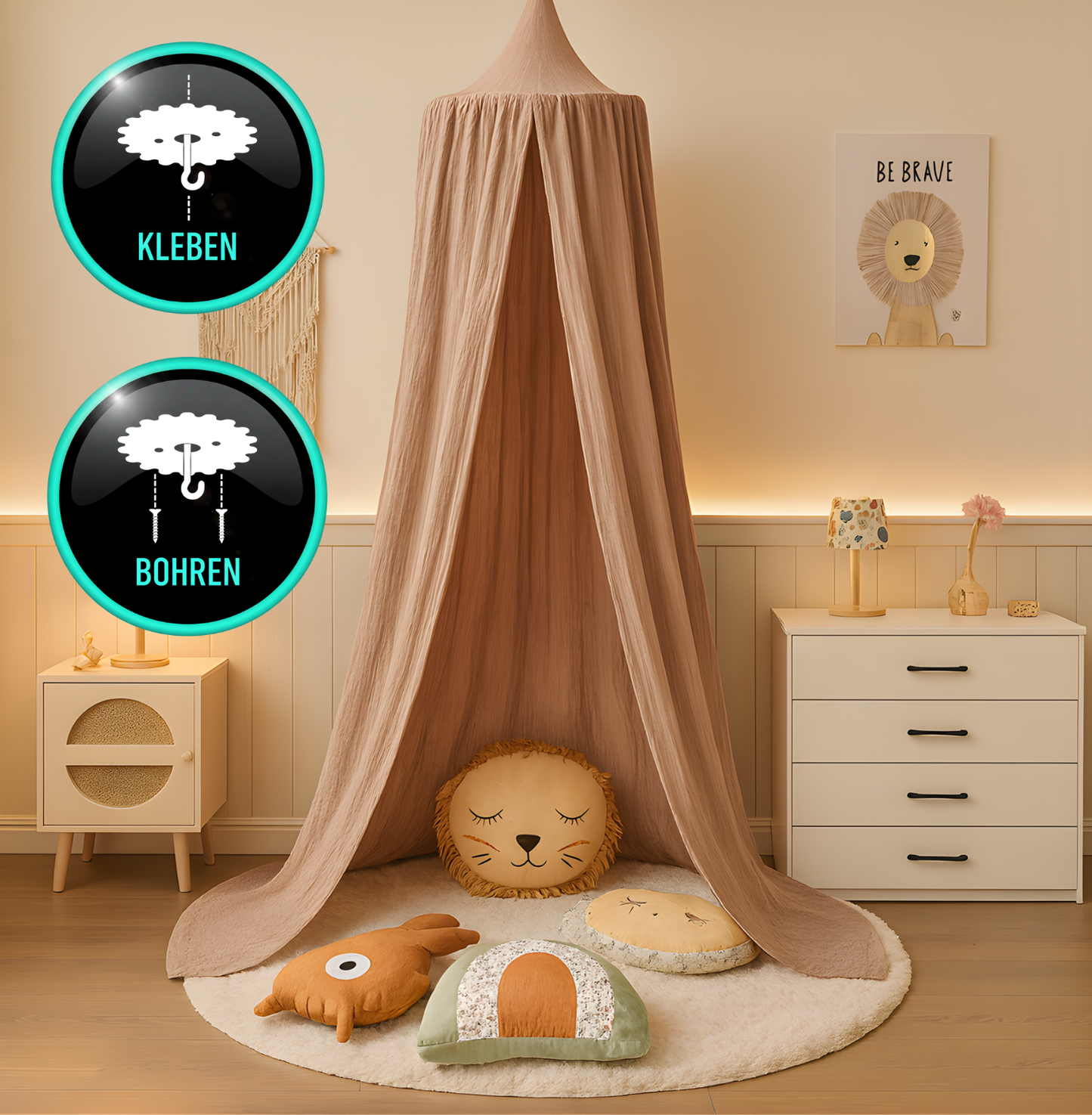 Baldachin BIO-Musselin-Baumwolle | Braun