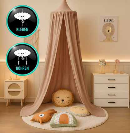 Baldachin BIO-Musselin-Baumwolle | Braun