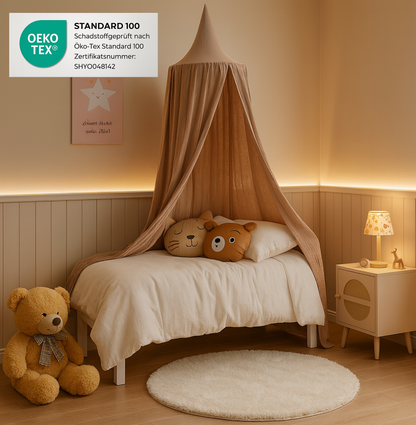 Baldachin BIO-Musselin-Baumwolle | Braun