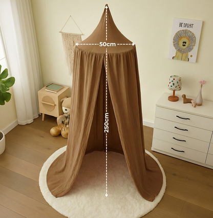 Baldachin BIO-Musselin-Baumwolle | Braun
