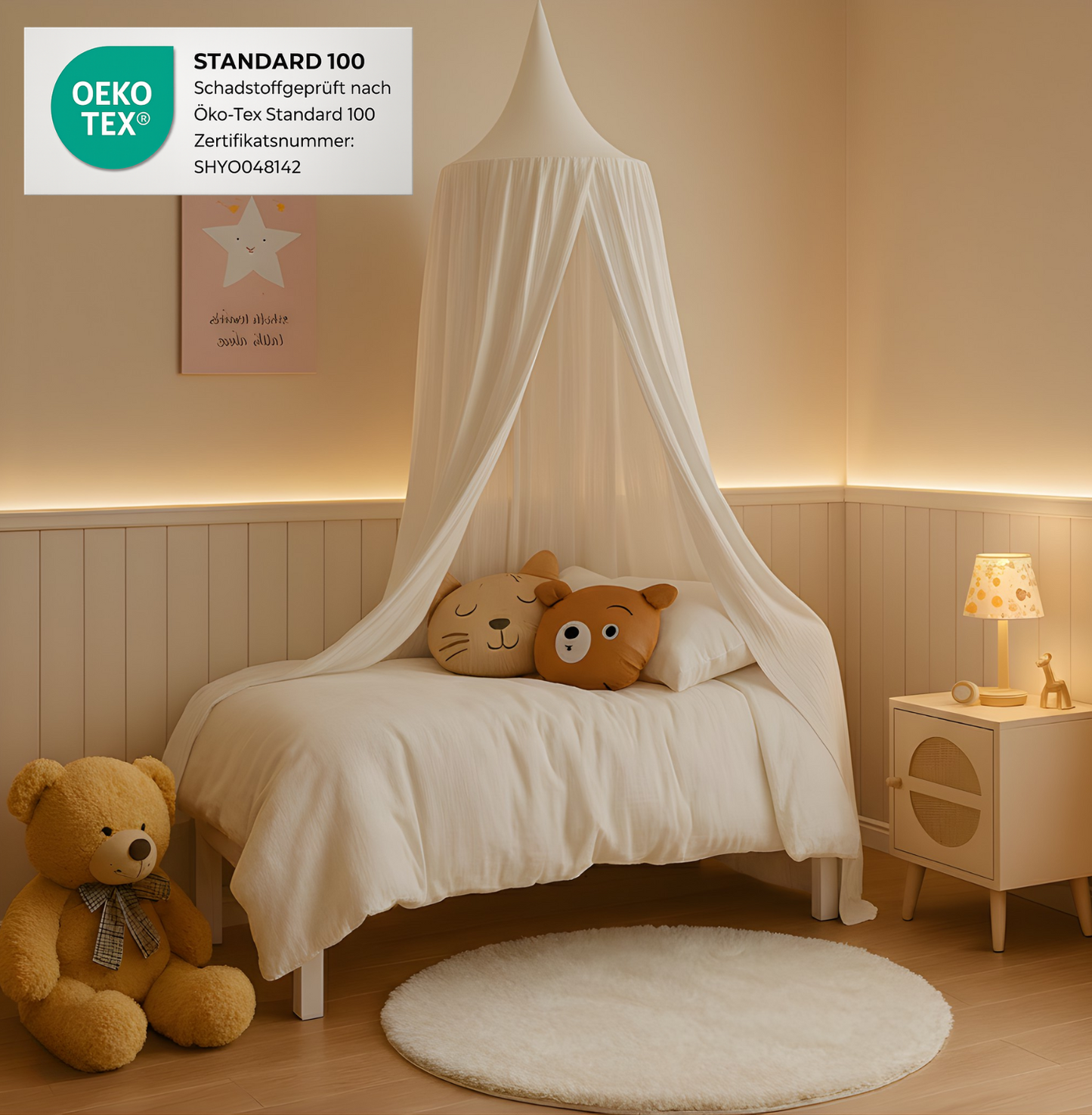 Baldachin BIO-Musselin-Baumwolle |   Weiß