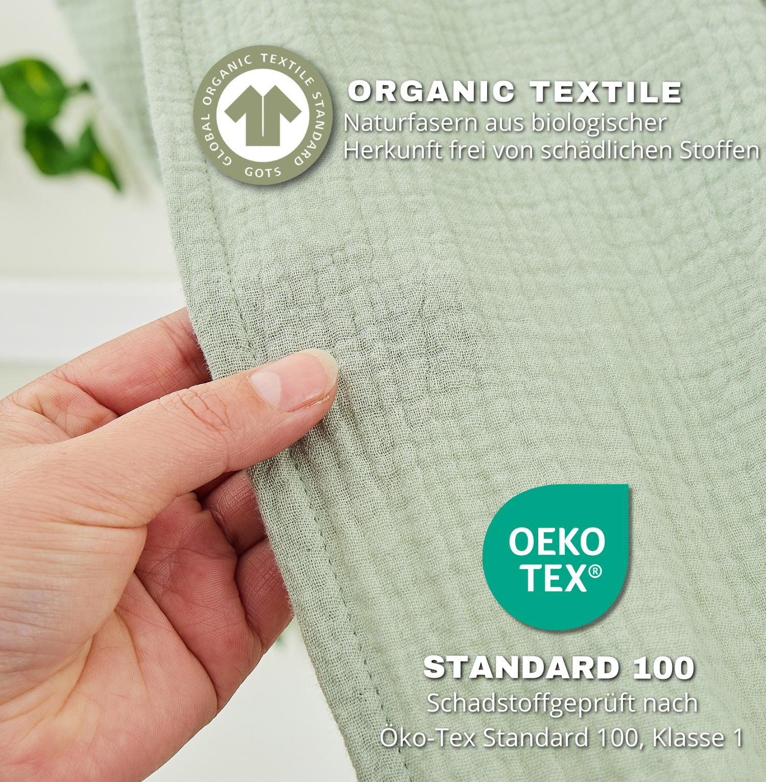 100% Bio-Musselin Baumwolle Deko komplett Set inkl. Vorhang  from Alavya Home®