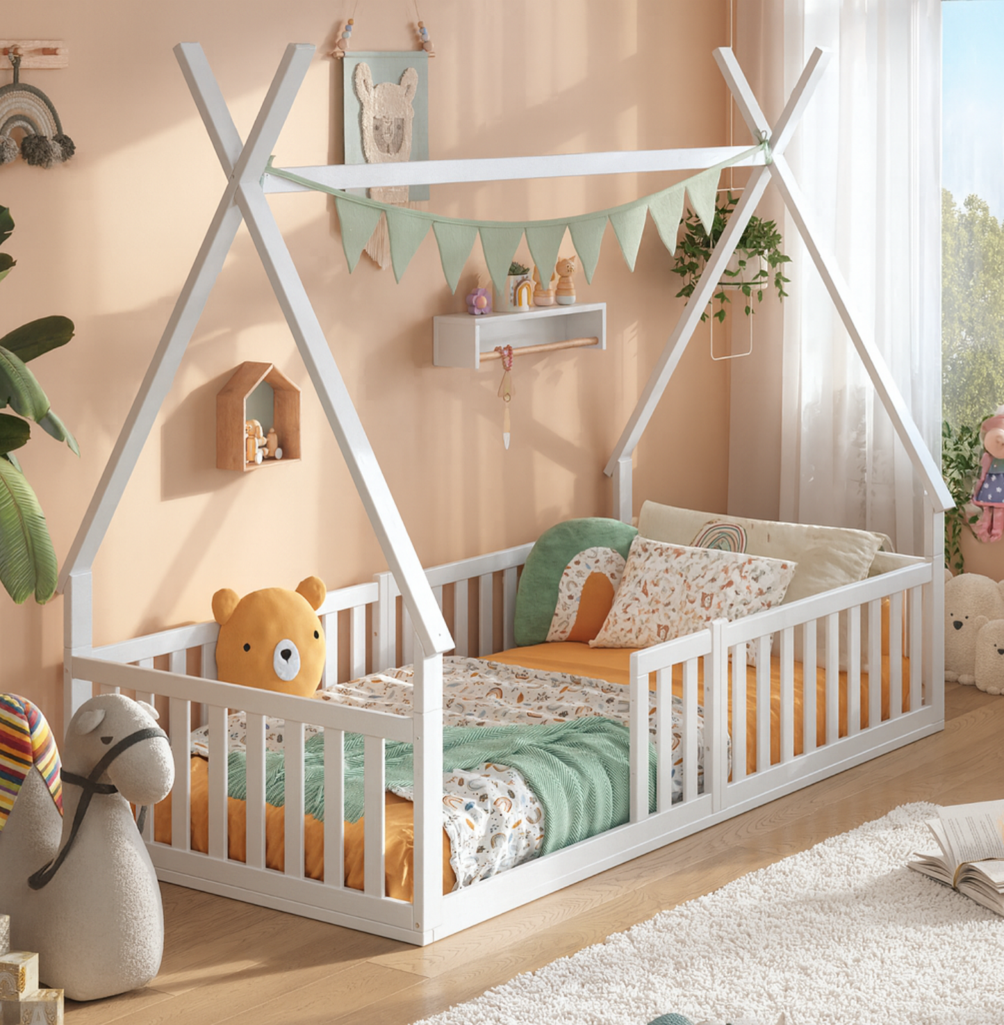 Hausbett Sky mit Musselin Dekoset