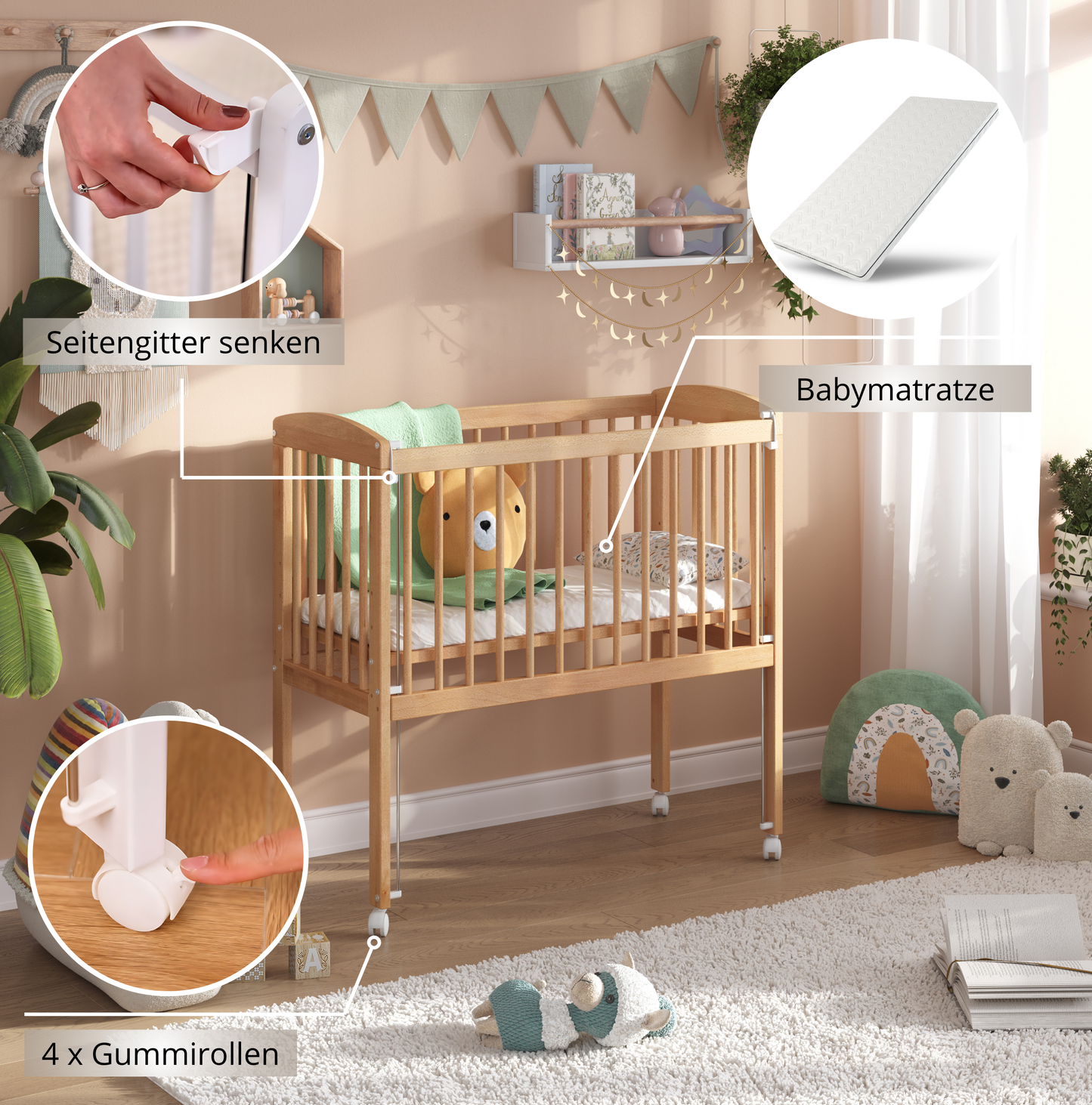 Beistellbett Leroy 90x40cm