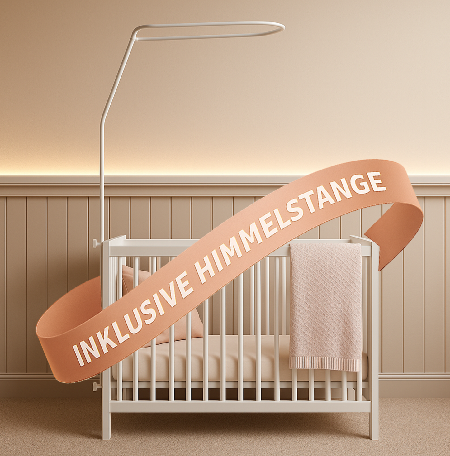 Betthimmel mit Pompos und Himmelstange