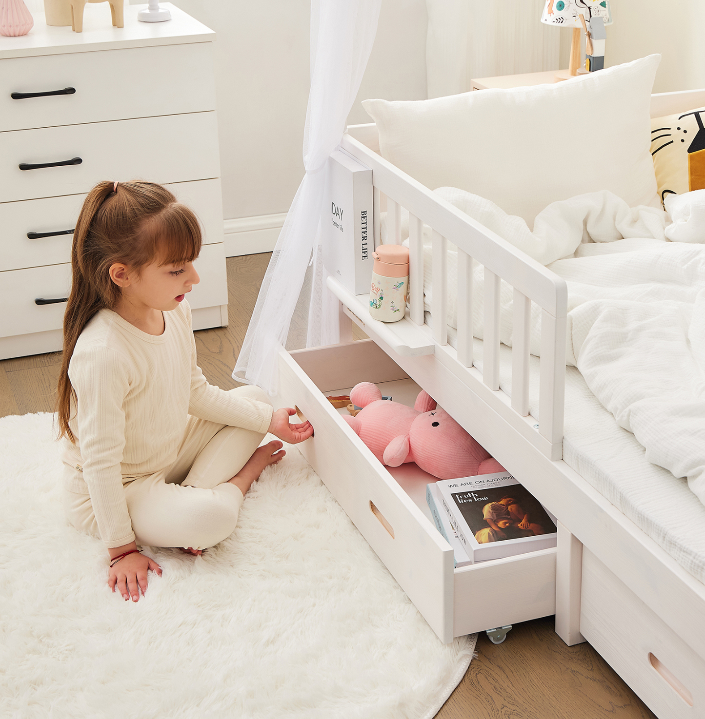 Hausbett CLOUD Komplett-Set mit Musselin Dekoset & Vorhang