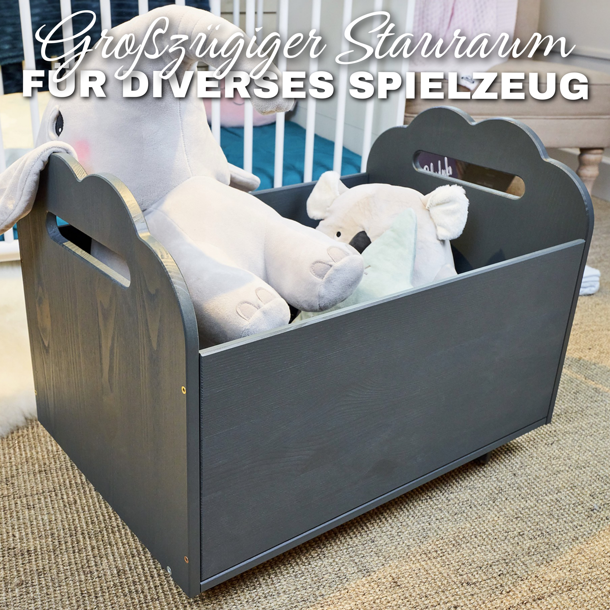 Lernturm NEO + Spielzeugtruhe BULLI Grau Lernturm.